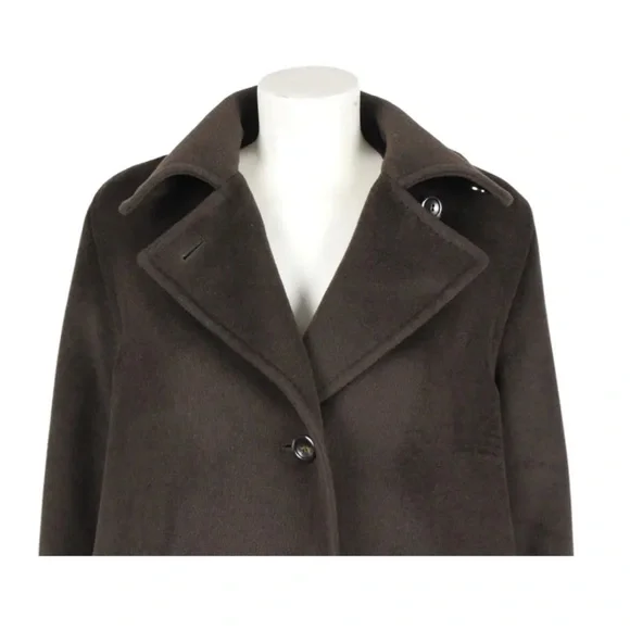 MAX MARA BROWN WOOL THREE BUTTON COAT - Picture 5 of 9
